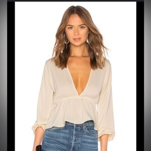 Superdown Skylar Deep V Top in Cream